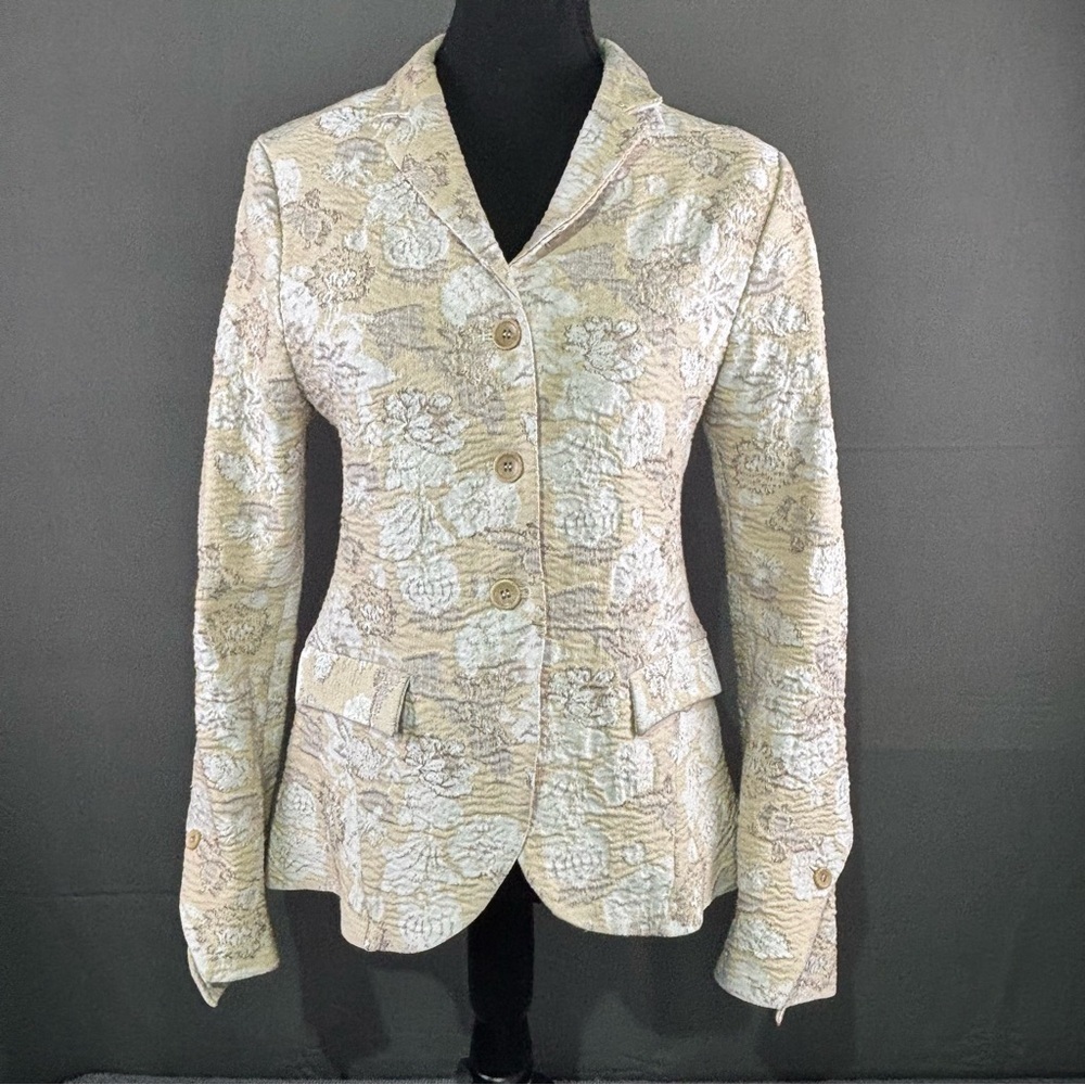 Lilith Blazer Womens S Floral Jacquard Tailored Vintage Romantic Academia Beige